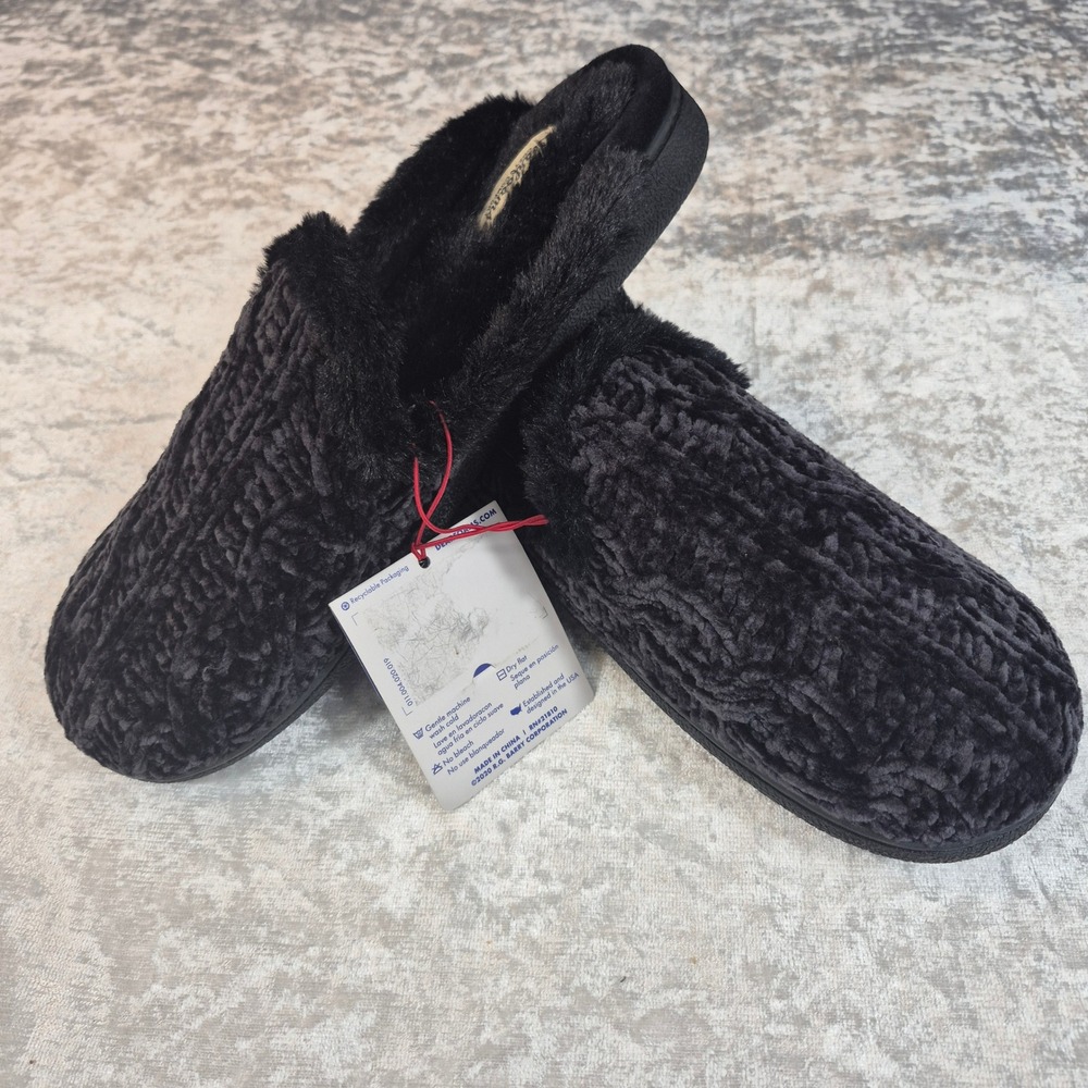 Dearfoams Cozy Comfort Womens Slippers Black Size Large 11-12 NEW